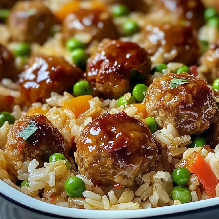 Honey Garlic Meatball Rice Bake