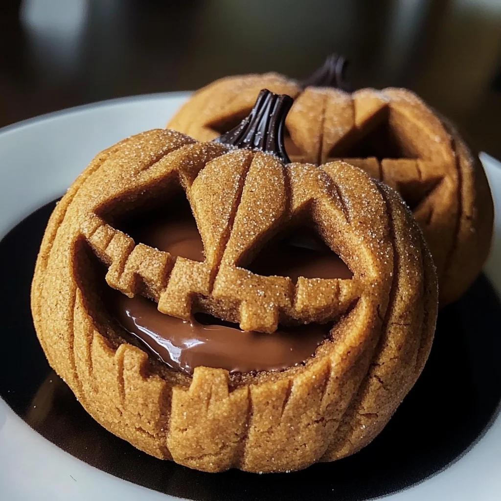 Milk Chocolate Stuffed Jack-O'-Lantern Cookies