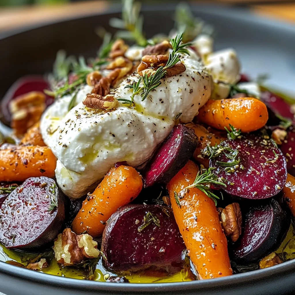 Roasted Beets and Carrots Salad with Burrata