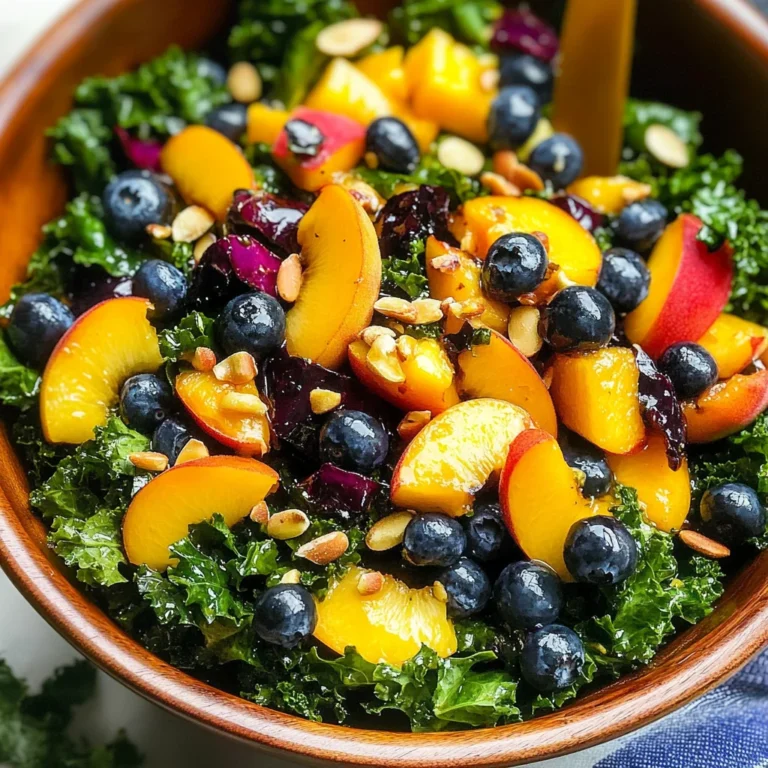 Summer Peach Blueberry Kale Salad