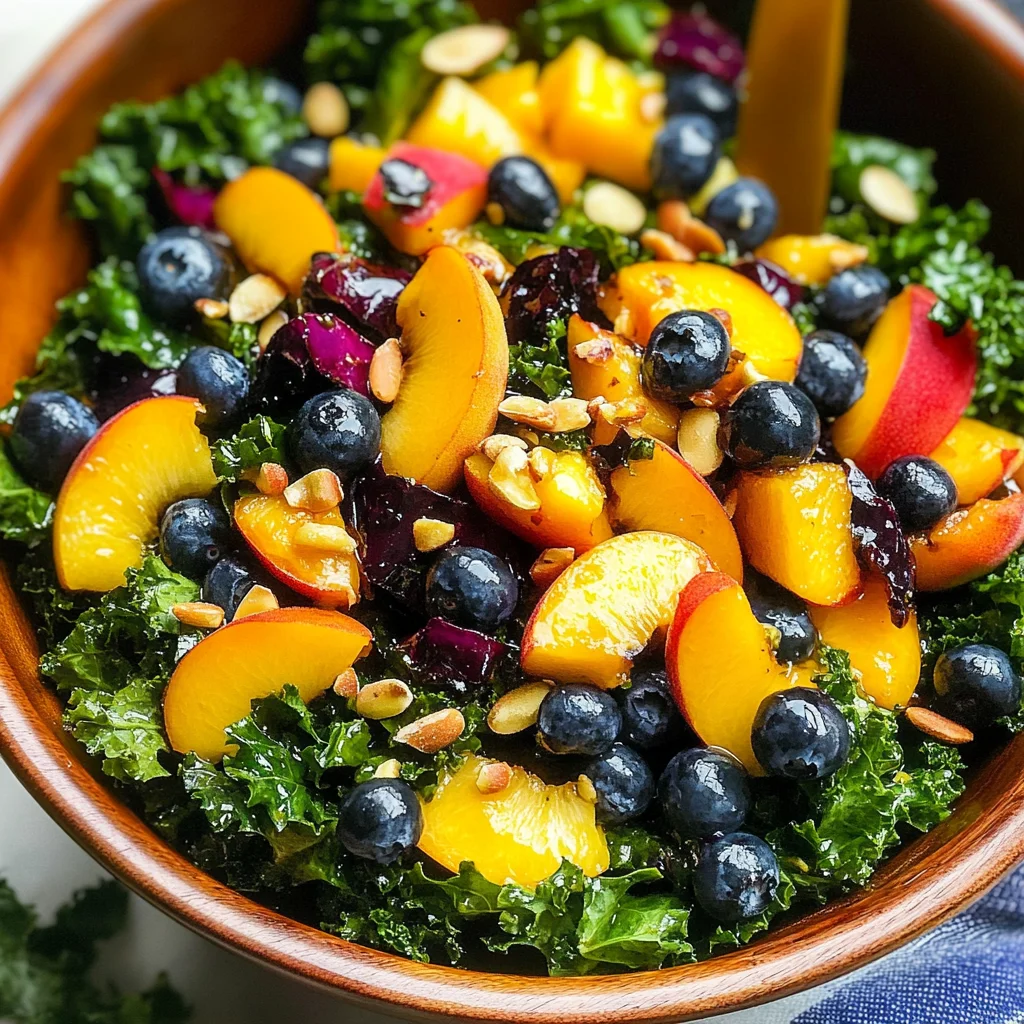 Summer Peach Blueberry Kale Salad