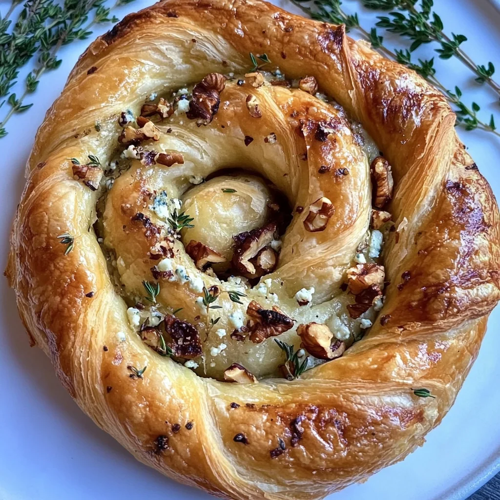 Blue Cheese Walnut Thyme Puff Pastry Twirl Recipe