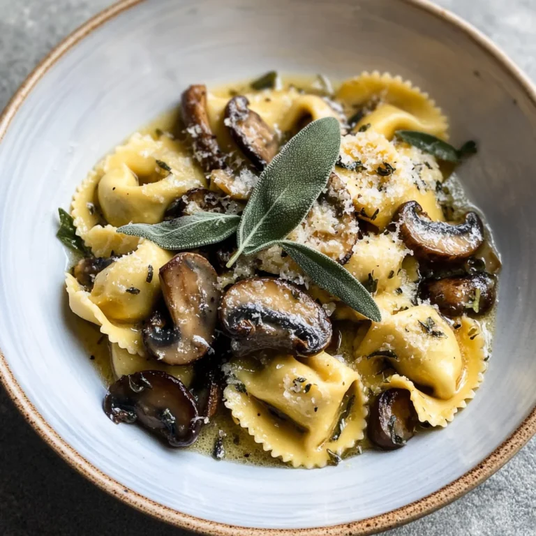 Cheese Tortellini with Butter, Mushrooms, and Crispy Sage
