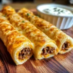 Cheesy Taco Stuffed Breadsticks with Taco Filling