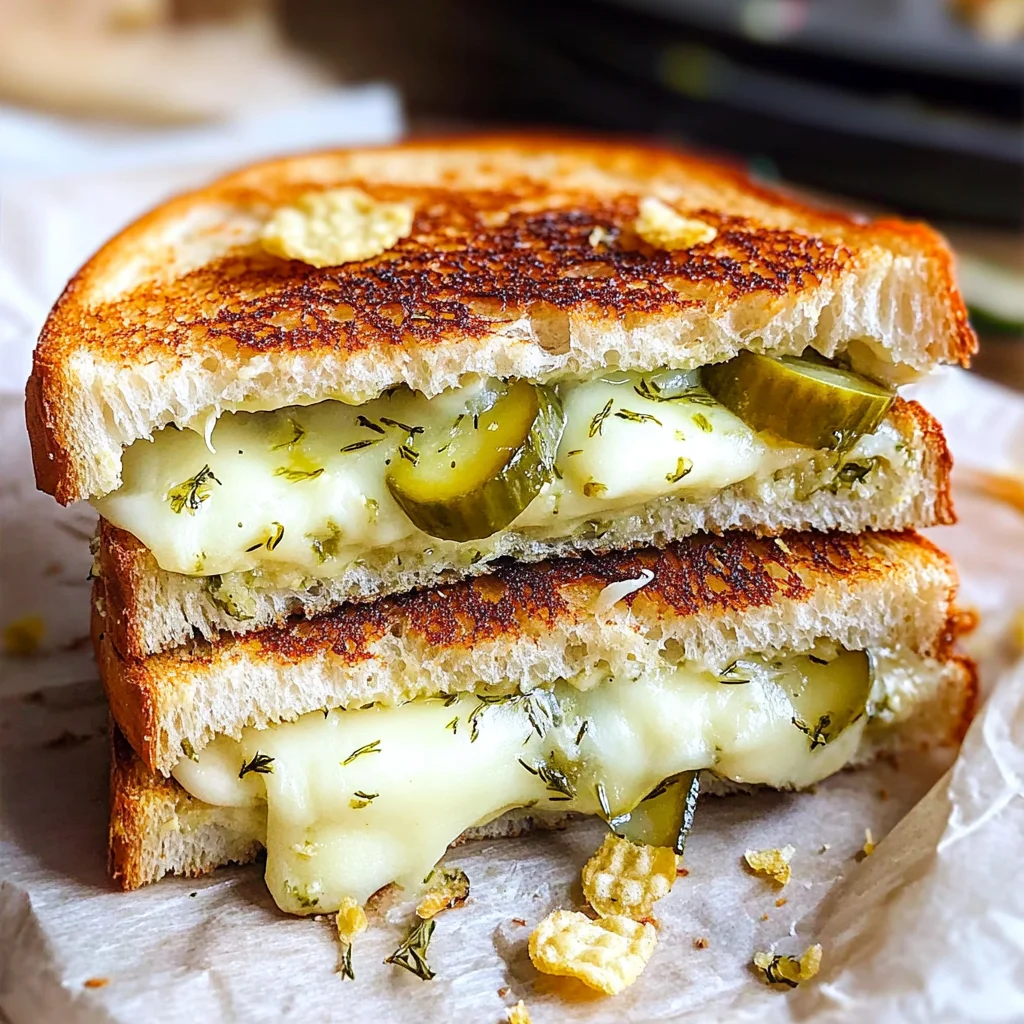 Crispy Dill Pickle Grilled Cheese Sandwich - theamazingfood