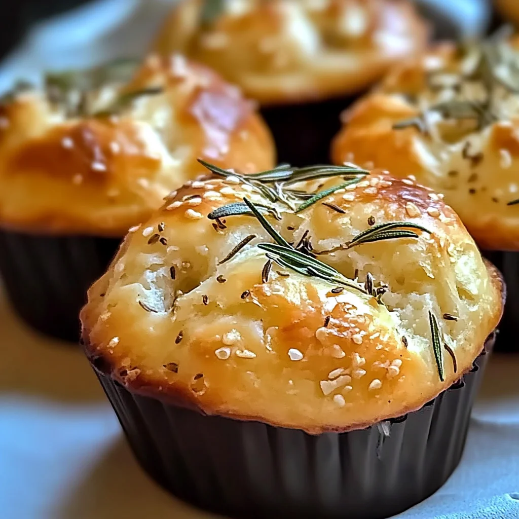 Easy Garlic Rosemary Focaccia Muffins