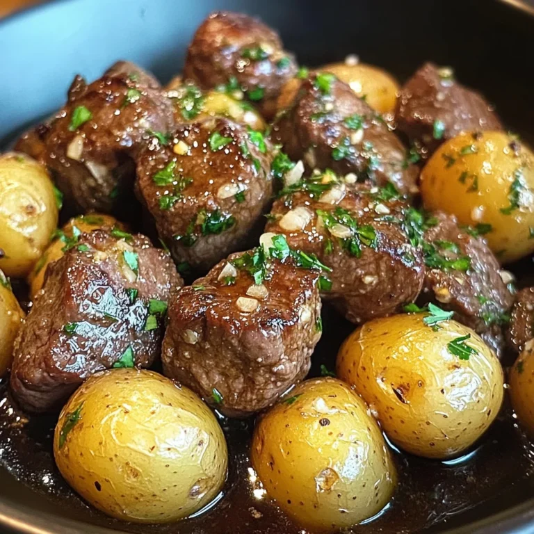 Garlic Butter Beef Bites with Potatoes