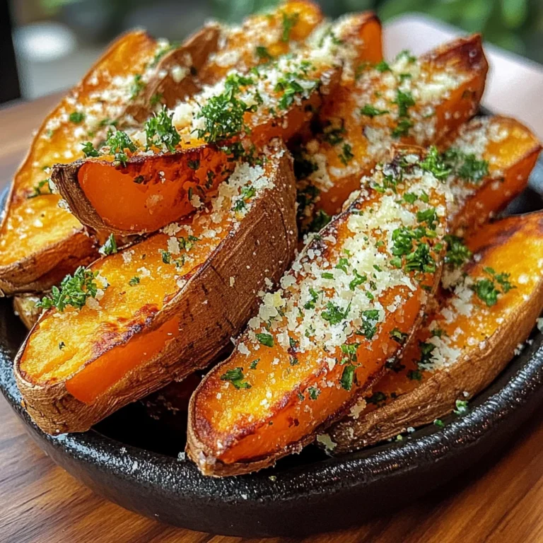 Garlic Parmesan Sweet Potato Wedges