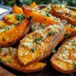 Garlic Parmesan Sweet Potato Wedges