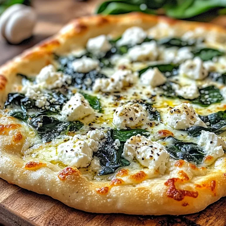 Greek Roasted Garlic Spinach White Pizza