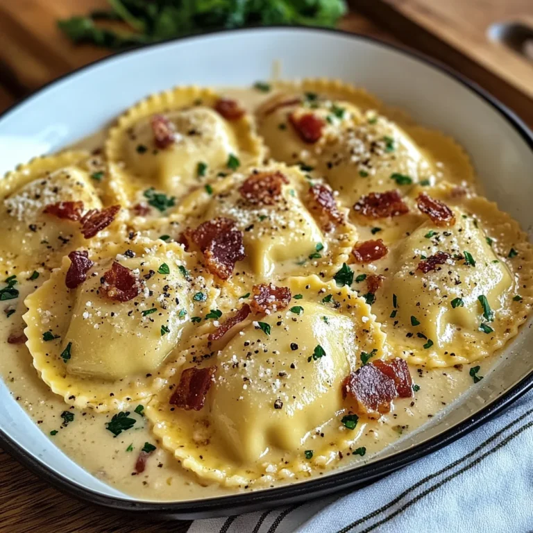 Olive Garden-Inspired Ravioli Carbonara