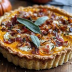 Pumpkin, Ricotta & Caramelized Onion Tart with Bacon and Sage