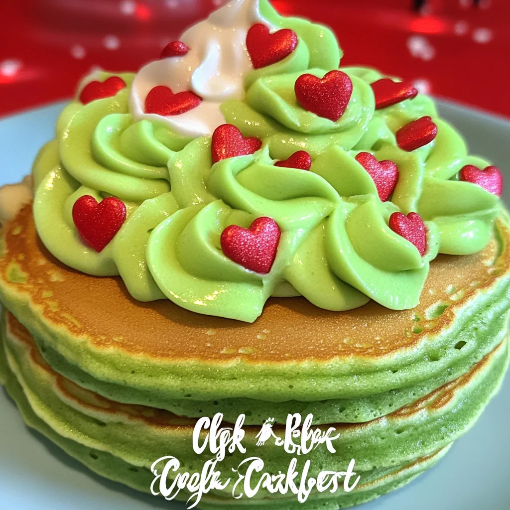 Copycat IHOP Grinch pancakes