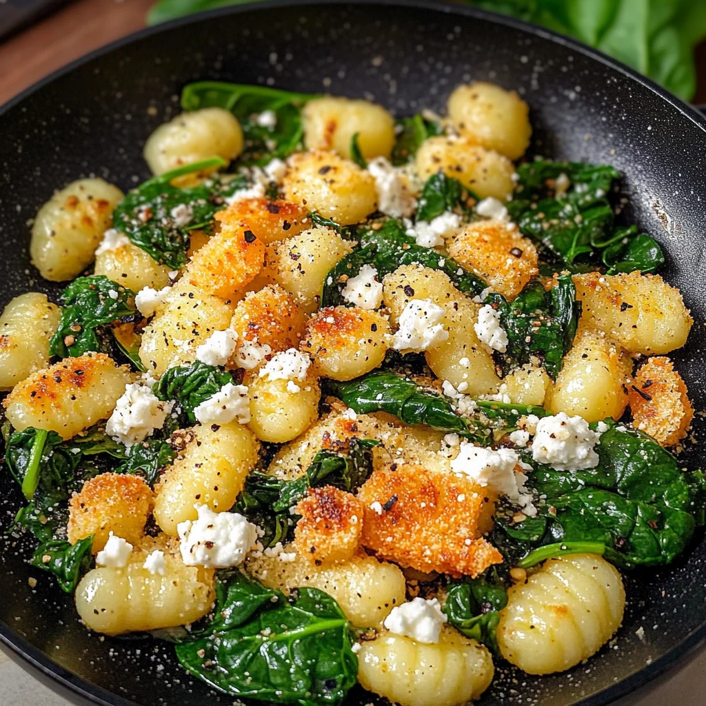 Crispy Gnocchi With Spinach And Feta