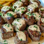 Garlic Butter Steak Bites with a Rich Parmesan Cream Sauce