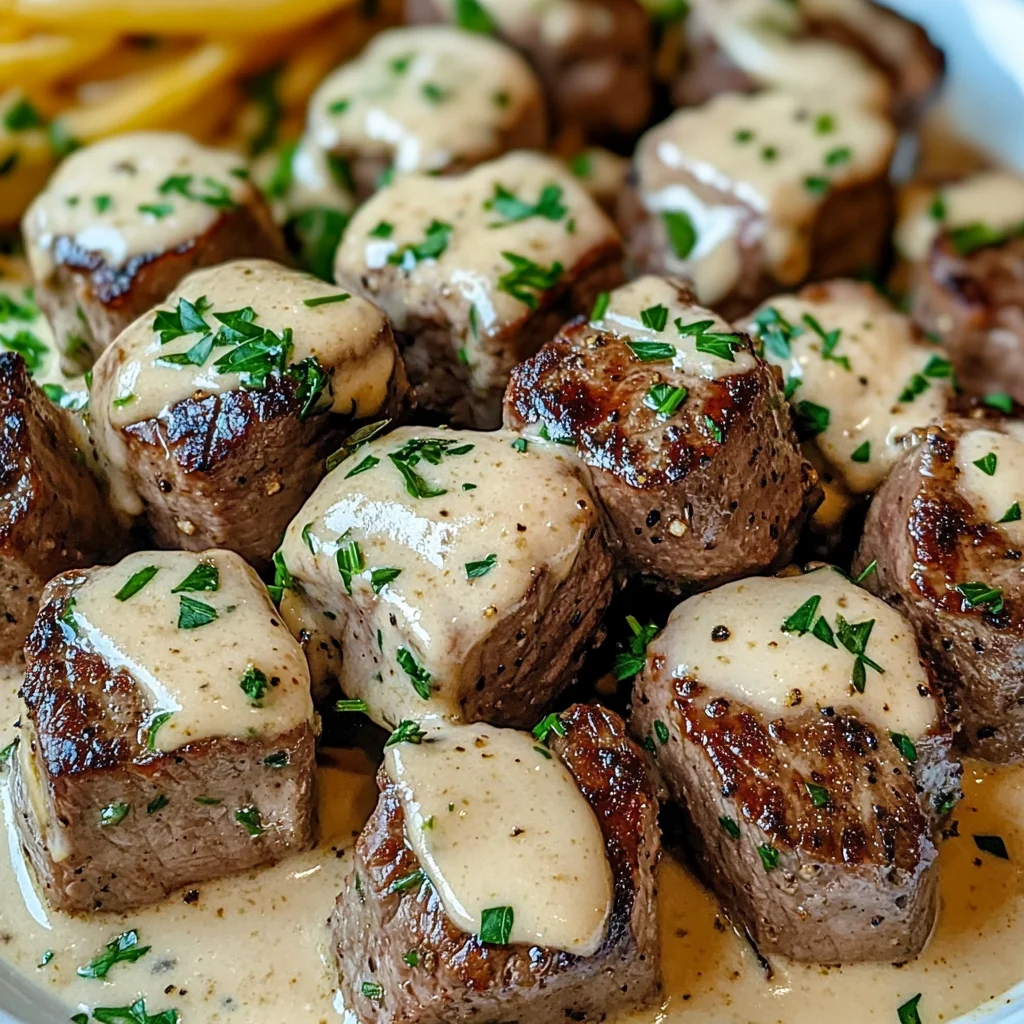 Garlic Butter Steak Bites with a Rich Parmesan Cream Sauce