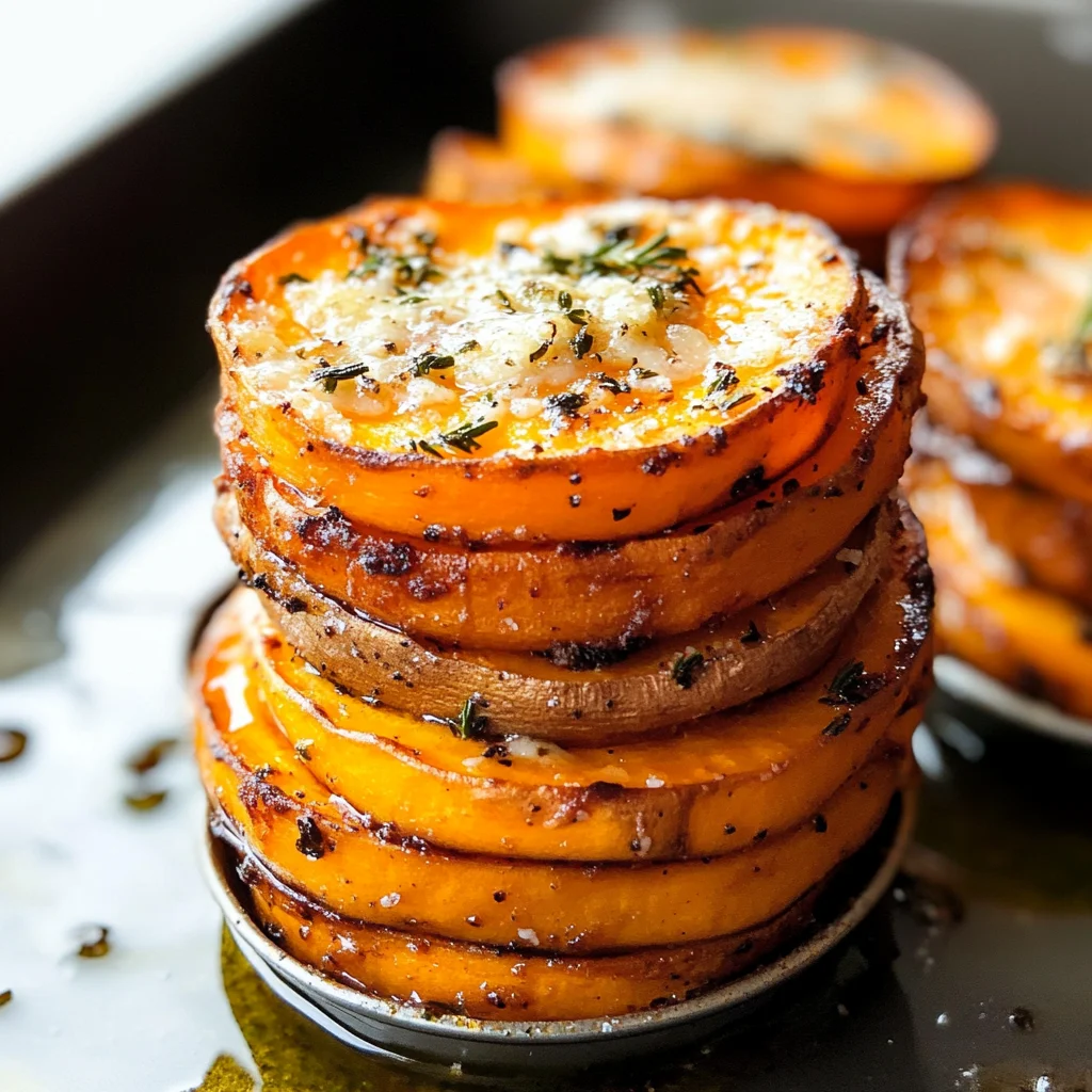 Garlic Butter Sweet Potato Stacks