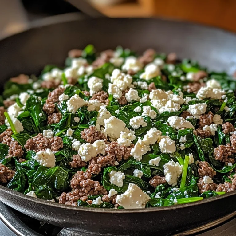Ground Beef and Spinach Skillet with Feta