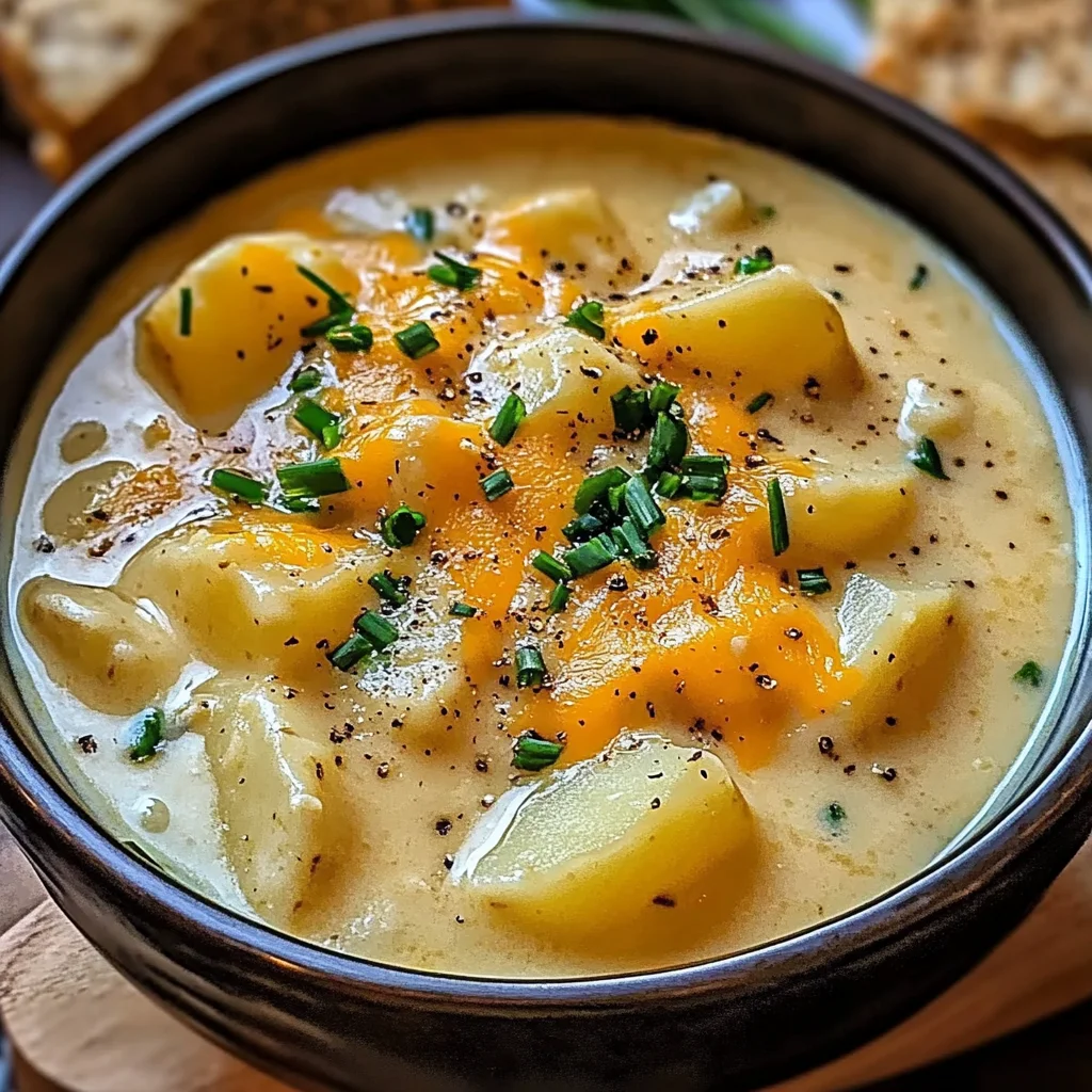 Hearty Cheddar Garlic Herb Potato Soup Recipe