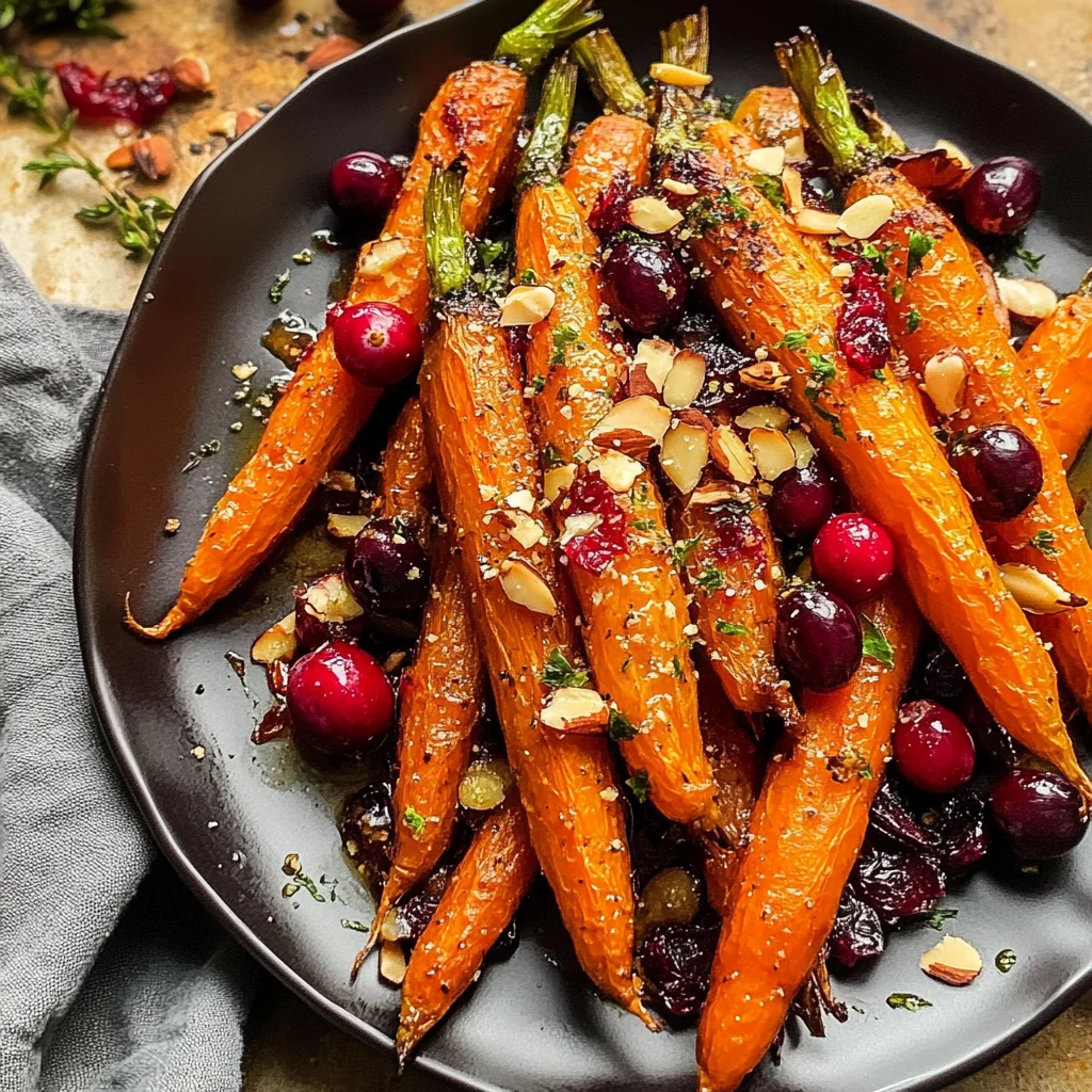 Maple roasted carrots with cranberries