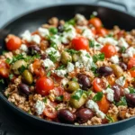 Mediterranean Keto Ground Chicken Skillet with Olives and Feta