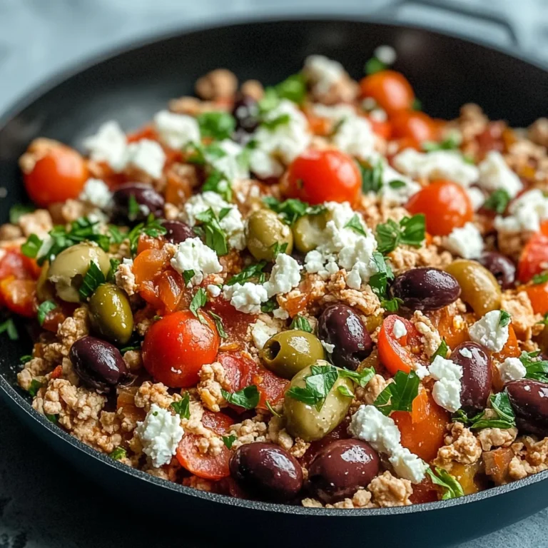 Mediterranean Keto Ground Chicken Skillet with Olives and Feta