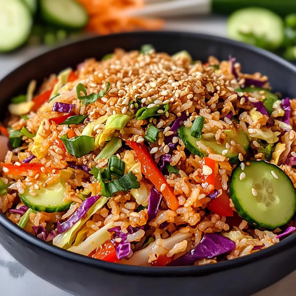 Quick Crispy Rice Salad with Peanut Sesame Dressing - Alrightwithme