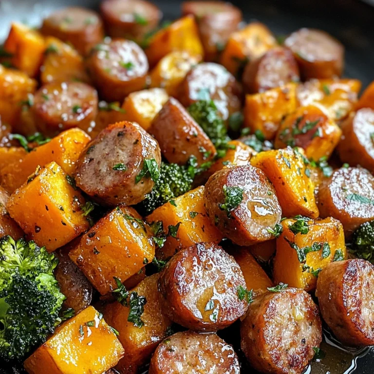 Sheet Pan Sausage and Sweet Potatoes with Honey Garlic Sauce