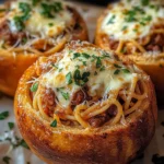 Spaghetti Garlic Bread Bowls