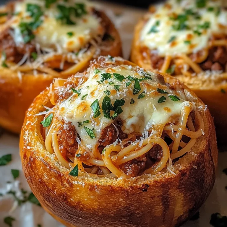 Spaghetti Garlic Bread Bowls
