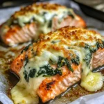 Baked Salmon with Spinach and Mozzarella Crust
