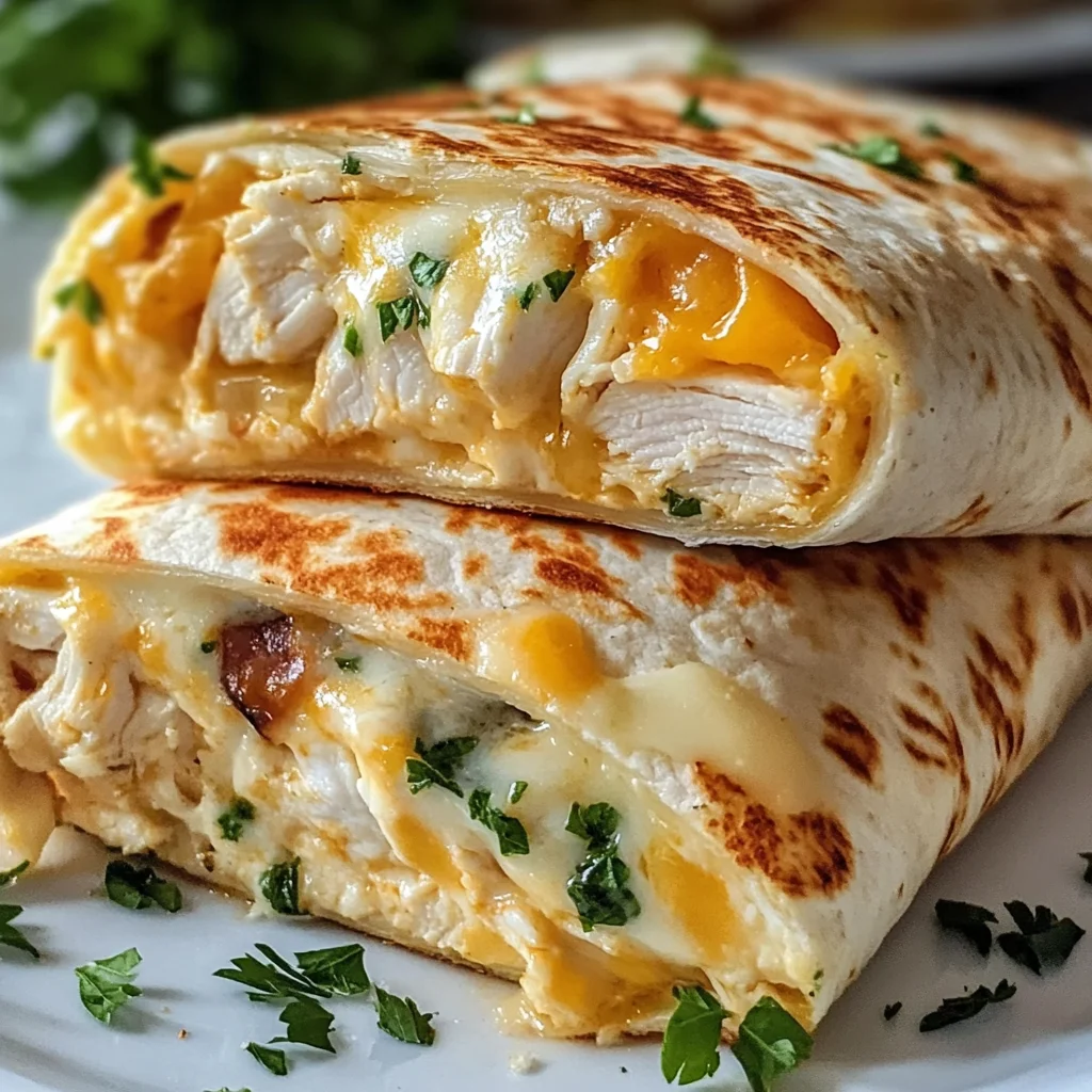 Cheesy Garlic Chicken Wraps