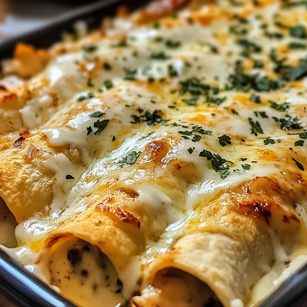 Chicken Enchiladas with Sour Cream White Sauce