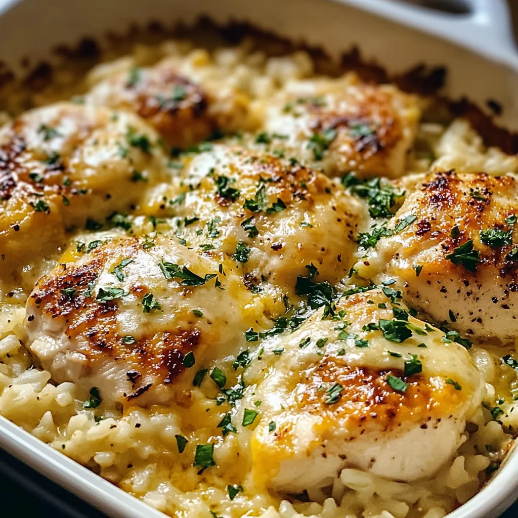 Garlic Butter Chicken and Rice Casserole
