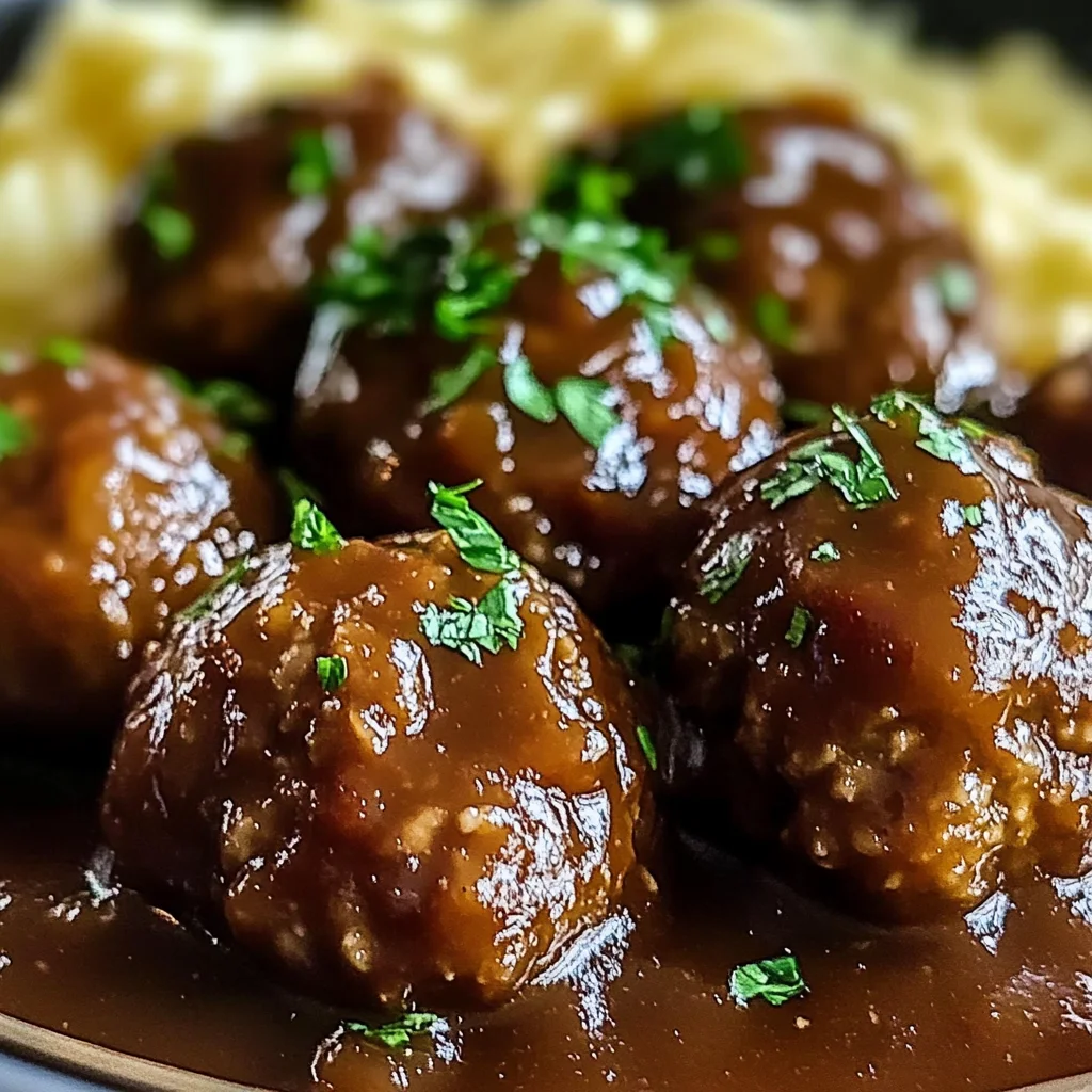 Slow Cooker Salisbury Meatballs